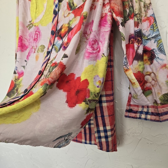 John Mark Floral Plaid Back Button Up Colorful Top, M - Picture 4 of 12